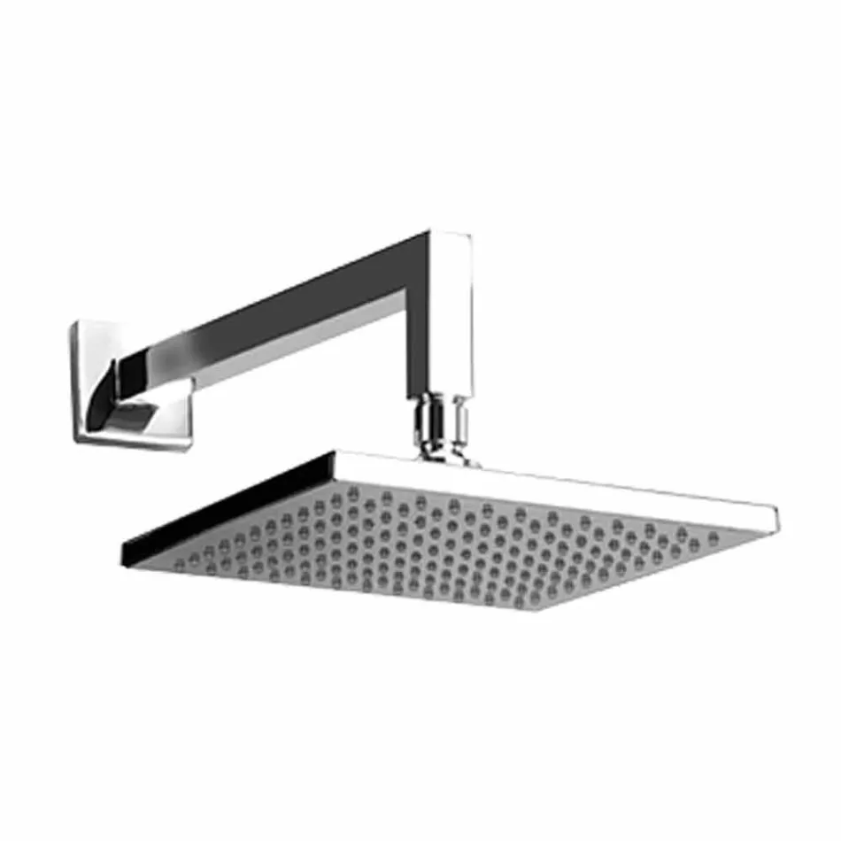 Soffione Quadrato in Acciaio con Braccio Doccia in Ottone Made in Italy - Sespo Viadurini