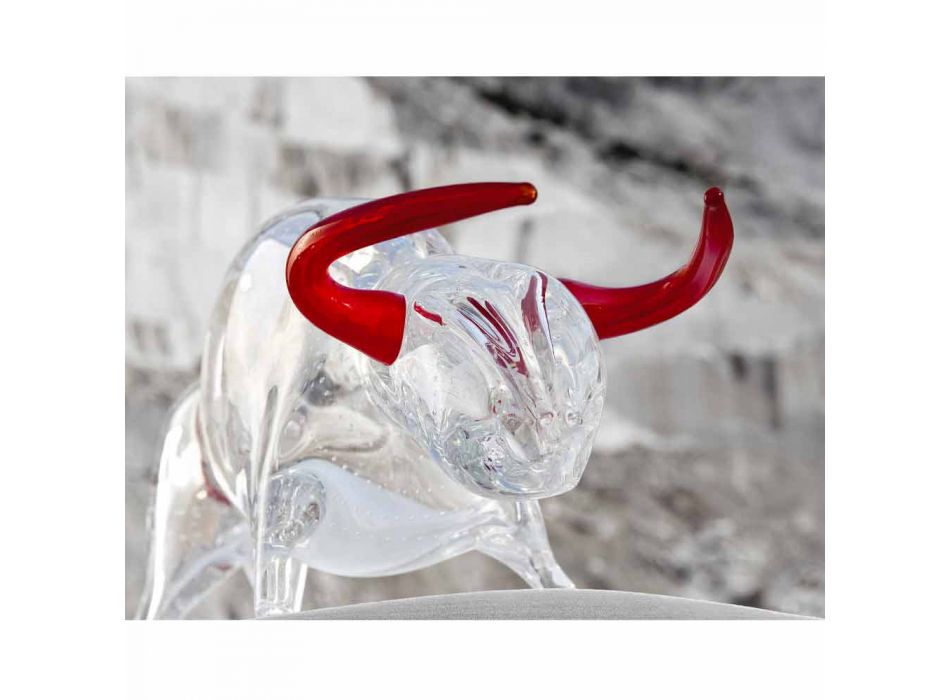 Soprammobile a Forma di Toro in Vetro Rosso e Trasparente Made in Italy - Torero Viadurini