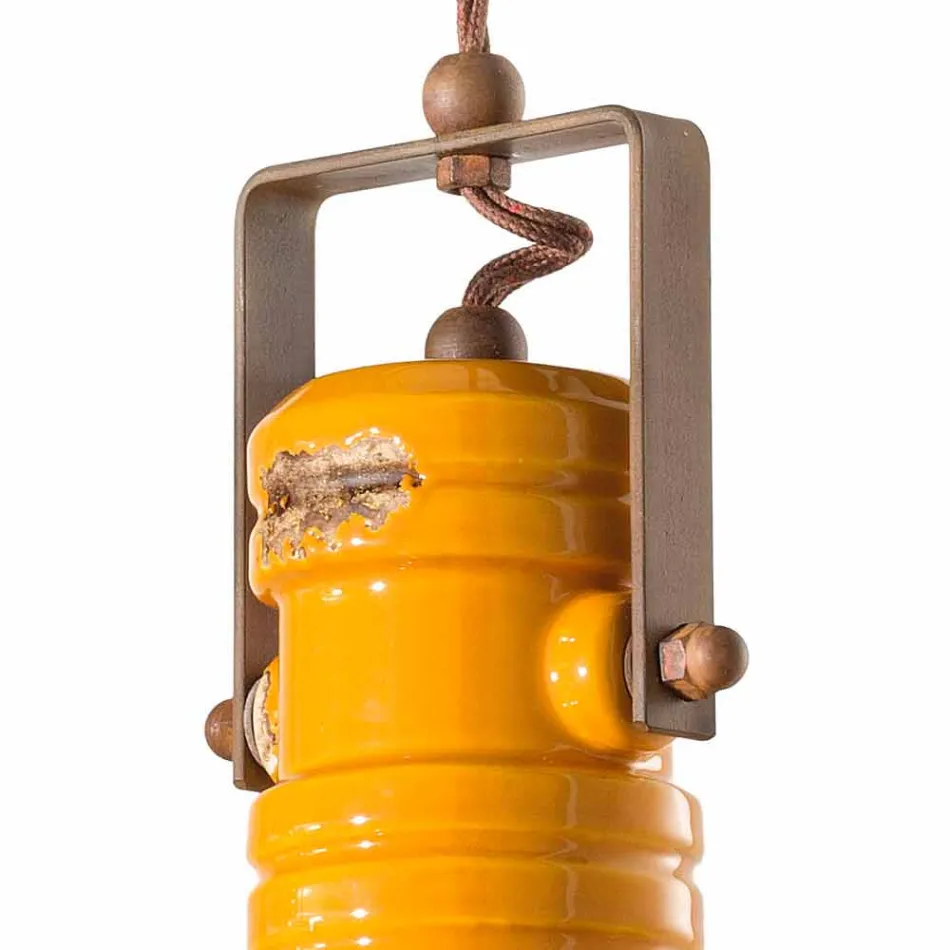 Sospensione a campana industriale in ceramica e metallo Ruth Viadurini