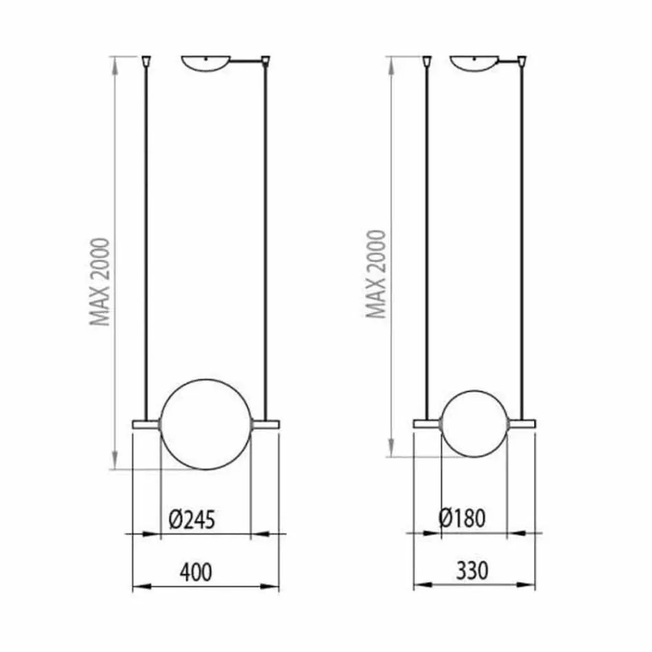 Sospensione Design in Vetro e Ottone con Luce LED, 3 Misure - Alma by Il Fanale Viadurini