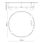Sospensione di Design Tondo in Alluminio Nero con Sfere e Faretti - Esodo Viadurini