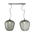 Sospensione Due Lumi con Barra Lineare in Vetro e Metallo Made in Italy - Elisia