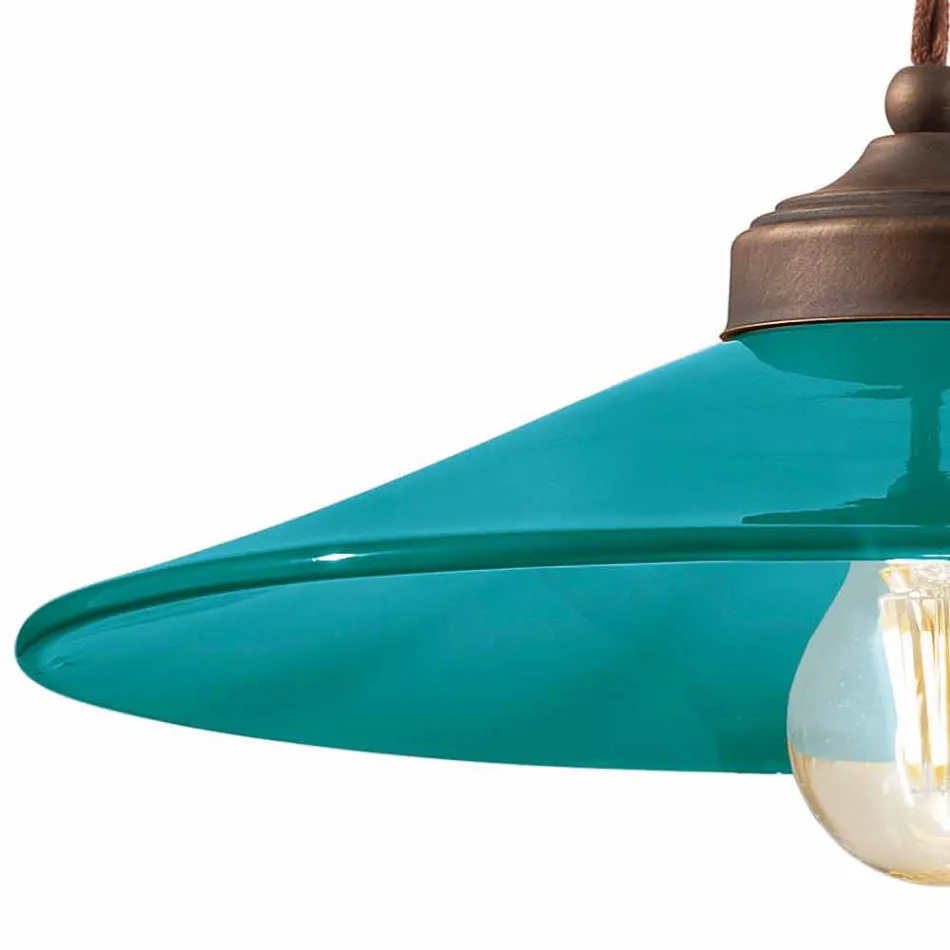 Sospensione in ceramica colorata e ottone anticato Maya Ferroluce Viadurini