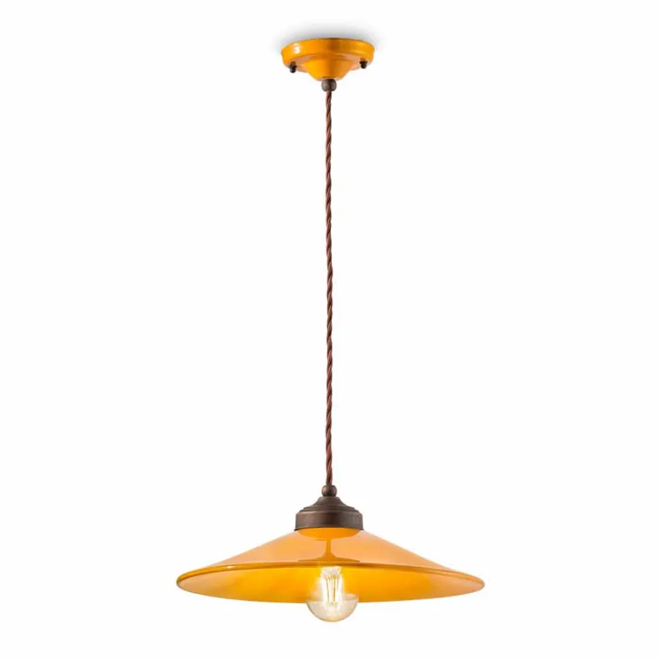 Sospensione in ceramica colorata e ottone anticato Maya Ferroluce Viadurini