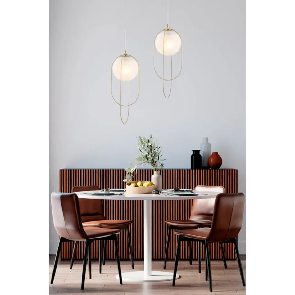 Sospensione in Ferro Cromato con Sfera  Made in Italy per Arredare L’interno - Oslo Viadurini