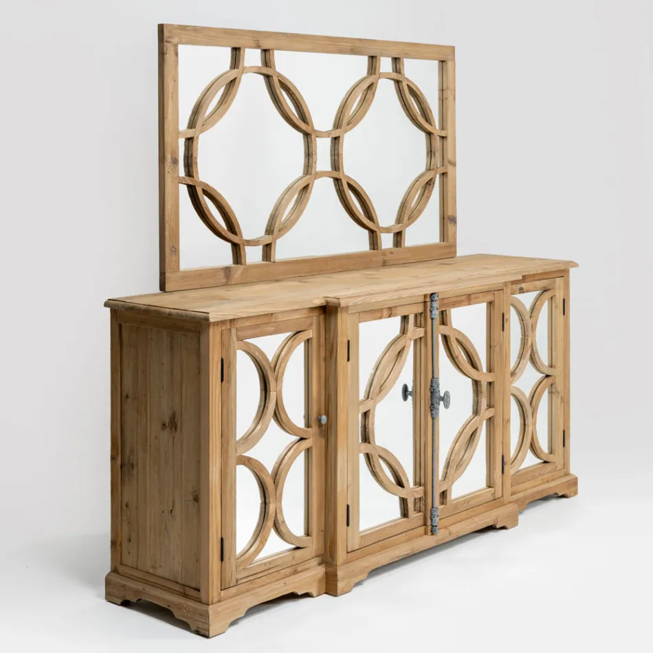 Specchiera 156x83 cm in Legno di Pino Naturale Invecchiato - Agosta Viadurini