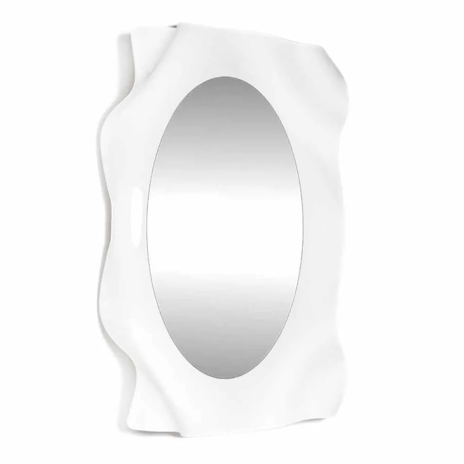 Specchiera a muro design moderno bianco latte Diva, made in Italy Viadurini