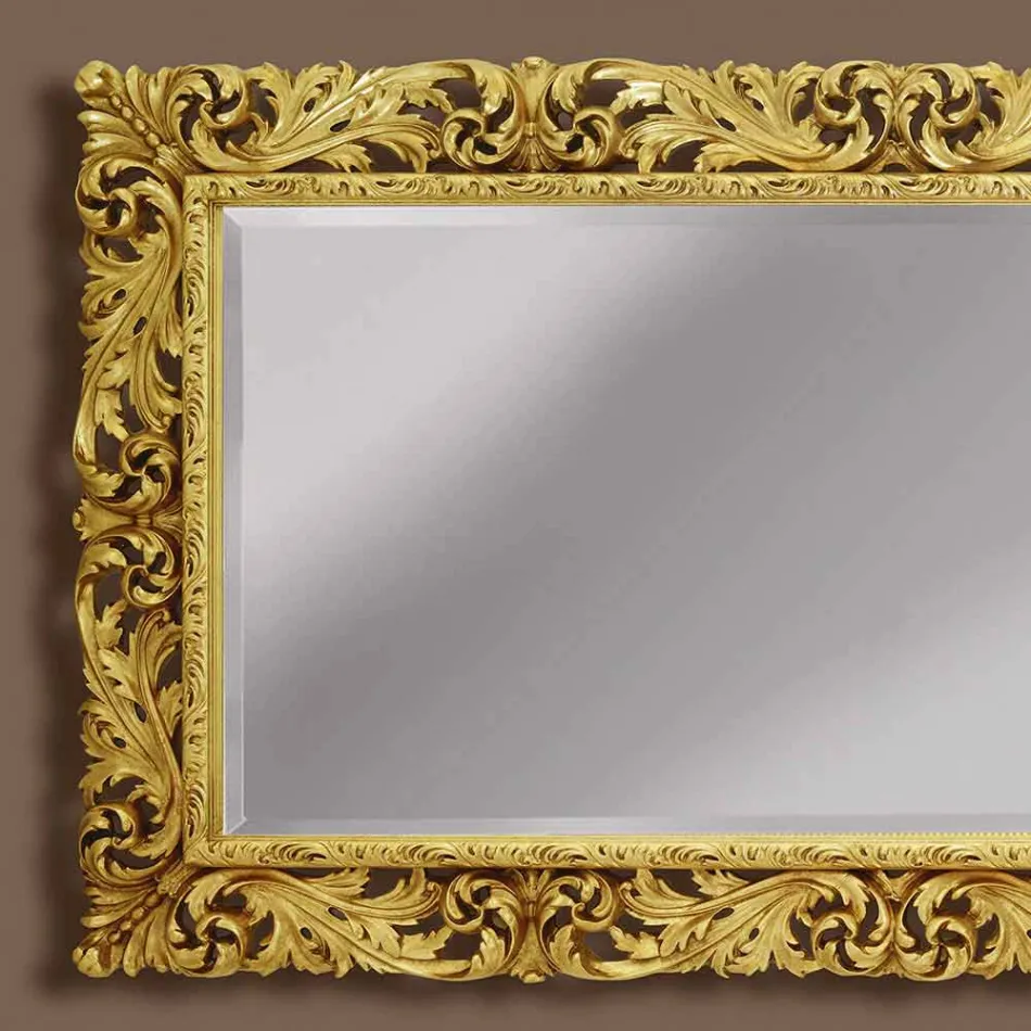 Specchiera a muro in legno linee moderne fatta a mano in Italia Alex Viadurini