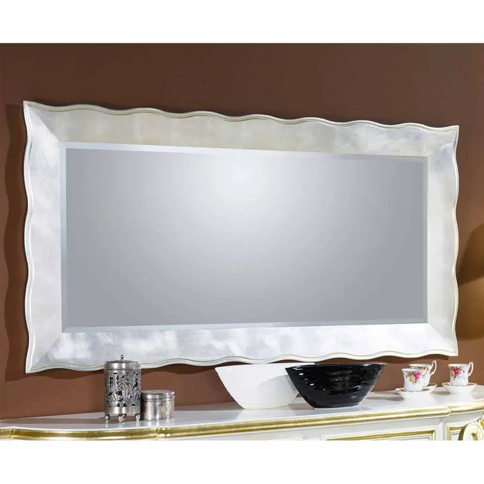 Specchiera a muro in legno rettangolare fatta a mano in Italia Simone Viadurini