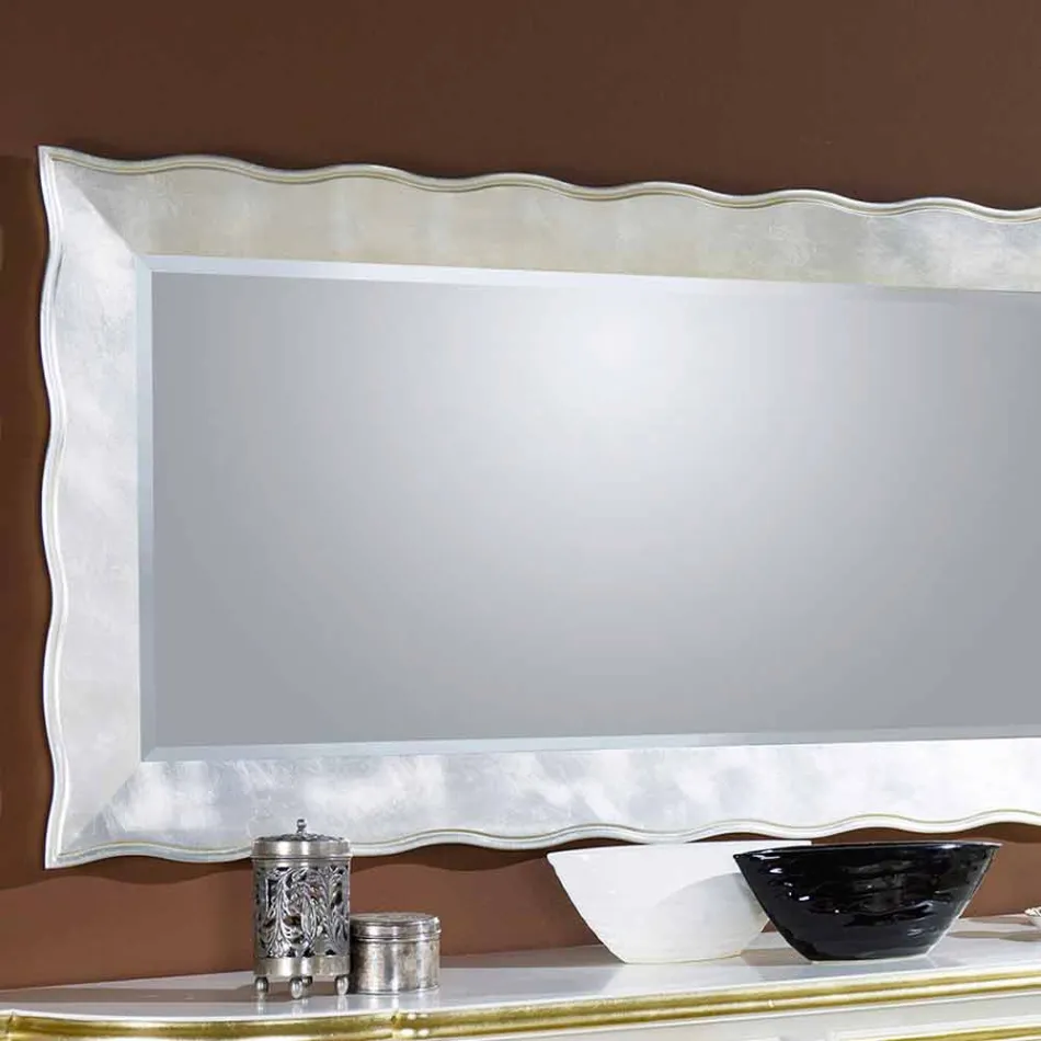 Specchiera a muro in legno rettangolare fatta a mano in Italia Simone Viadurini