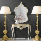 Specchiera a muro legno abete,consolle,piano mdf made Italy Gianluca  Viadurini