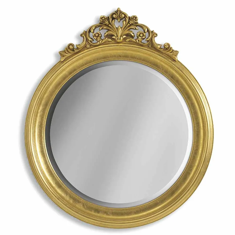 Specchiera a muro legno abete,fregio resina made Italy a mano Elia Viadurini