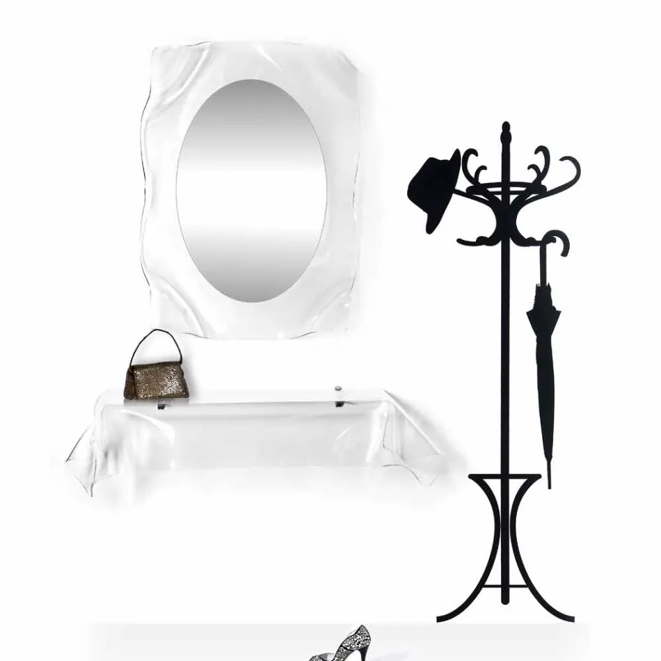 Specchiera a muro trasparente design moderno Diva, made in Italy Viadurini