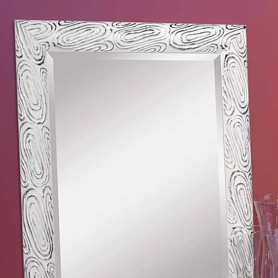 Specchiera da muro oro,bianco,argento in legno made in Italy Eugenio Viadurini