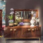 Specchiera da parete bisellata in ebano lucido e metallo Ada 1 Viadurini