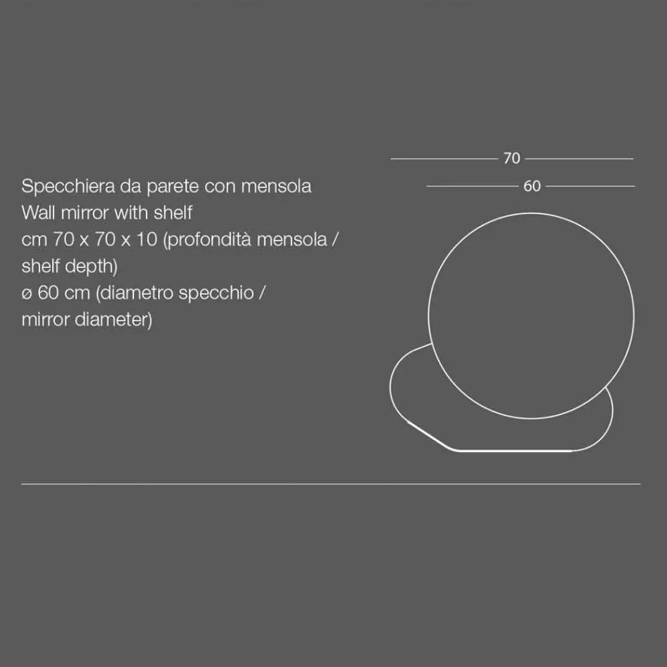 Specchiera da Parete con Mensola in Metallo in Vari Colori Design Moderno - Hera Viadurini