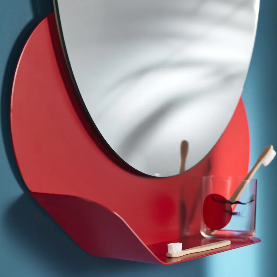 Specchiera da Parete con Mensola in Metallo in Vari Colori Made in Italy - Hera Viadurini