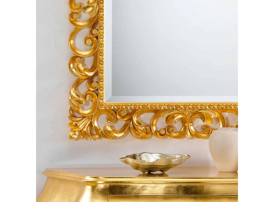 Specchiera da parete design classico con finitura foglia oro Paris Viadurini