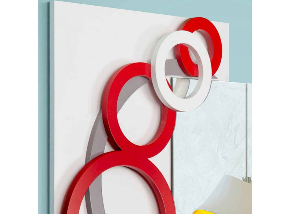 Specchiera da Parete Design Moderno Bianco Rosso Grigio in Legno - Illusion Viadurini