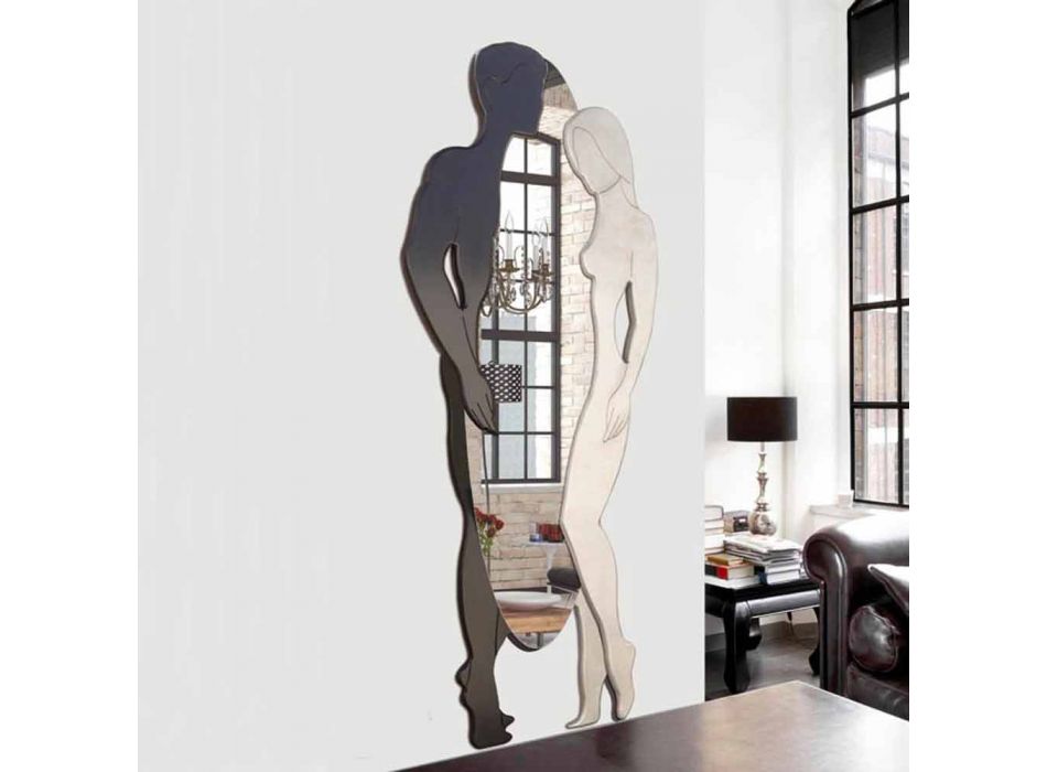 Specchiera da parete in Mdf design moderno Man&Woman sagomata a mano Viadurini