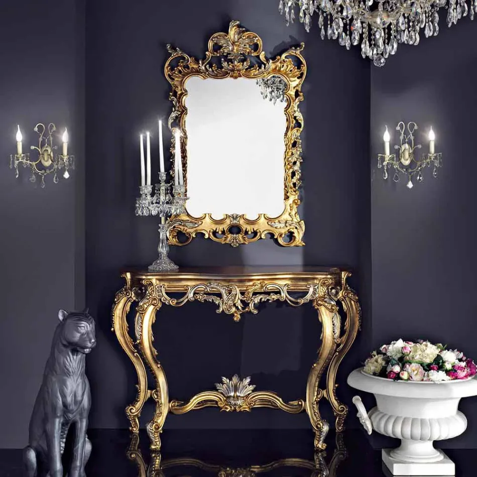 Specchiera da parete legno e consolle piano mdf made in Italy Andrea Viadurini