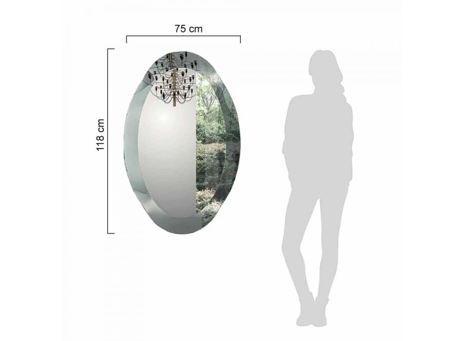 Specchiera da Parete Ovale in Cristallo Vetro Ondulato Made in Italy - Eclisse Viadurini