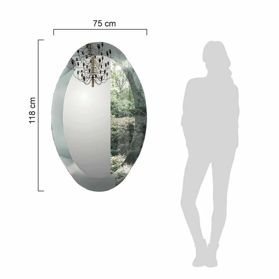 Specchiera da Parete Ovale in Cristallo Vetro Ondulato Made in Italy - Eclisse Viadurini