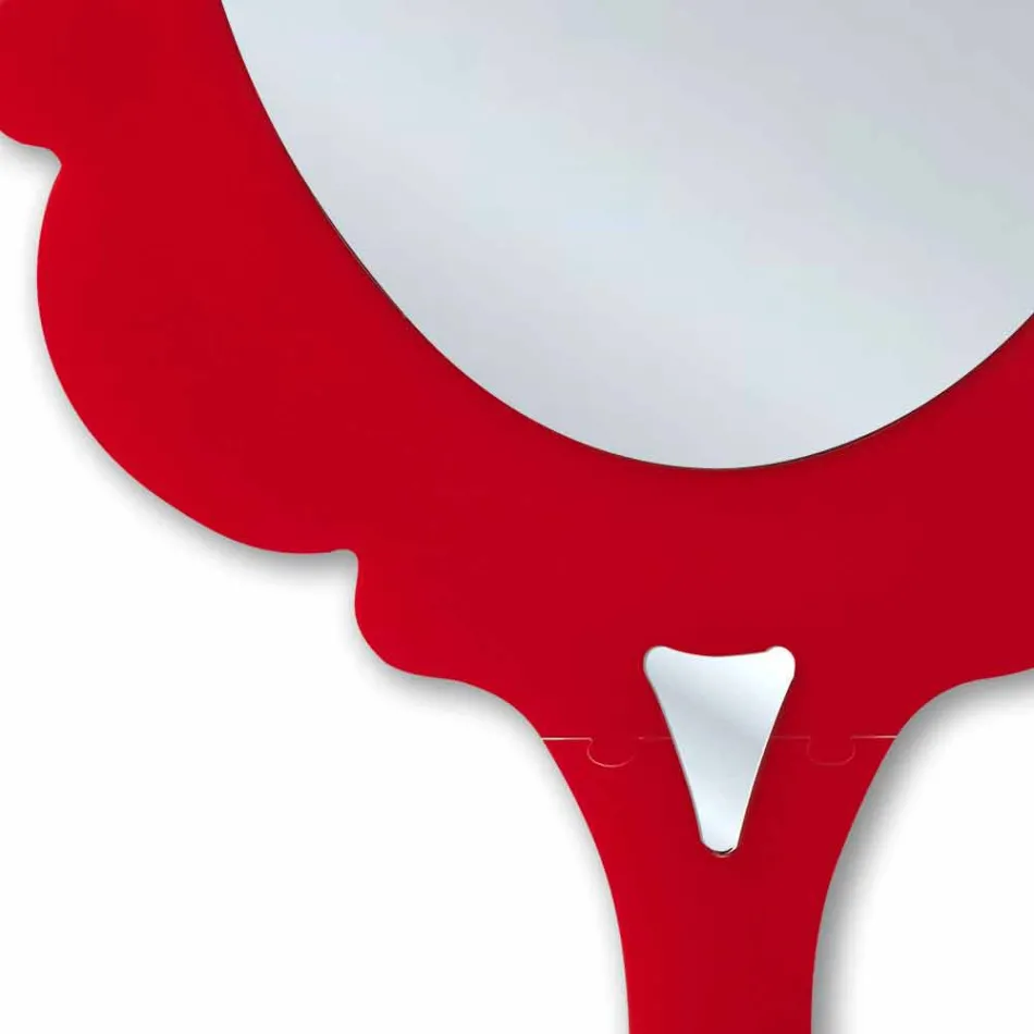 Specchiera da parete rossa con cornice decorata Neve made in Italia Viadurini