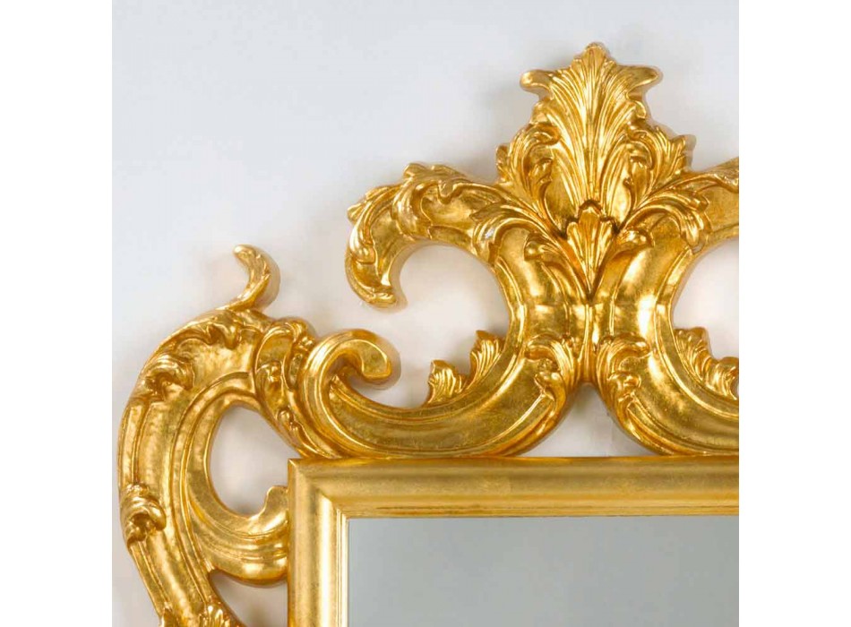 Specchiera da terra / muro design classico, finitura foglia oro Guerin Viadurini