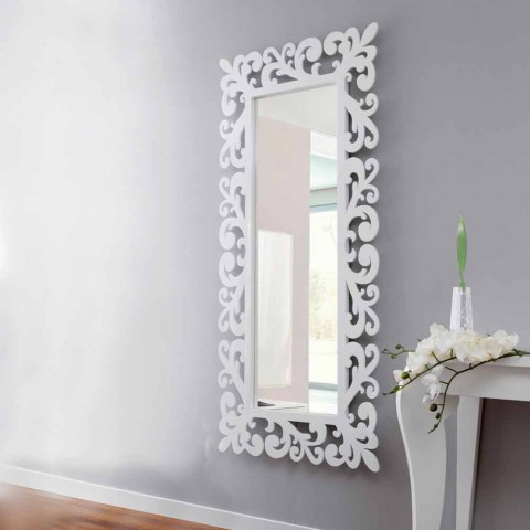specchiera grande a parete design rettangolare in legno bianco moderno cortese