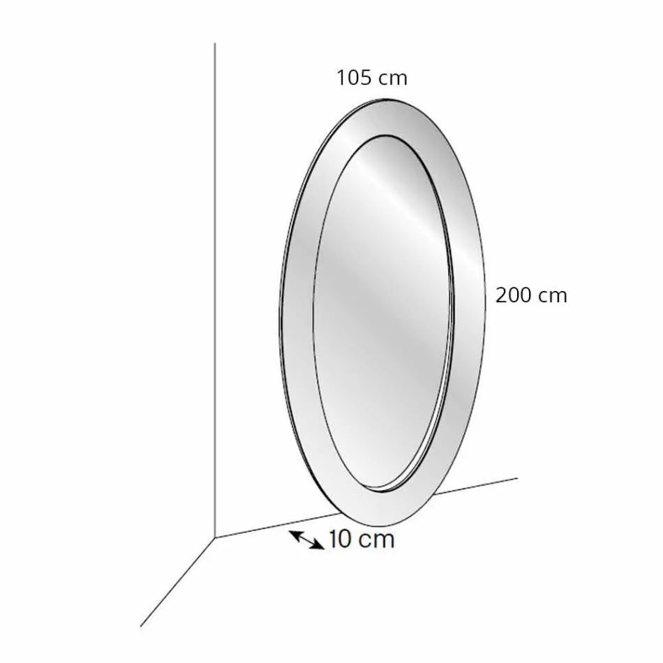 Specchiera Ovale da Terra Moderna con Cornice Inclinata Made in Italy – Salamina Viadurini