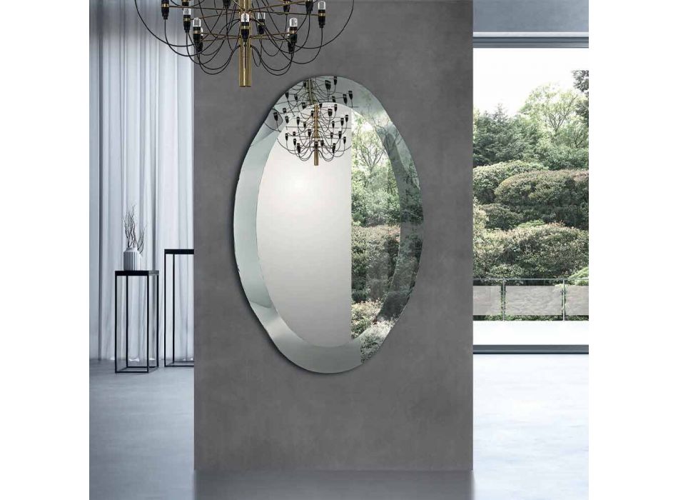 Specchiera Ovale Design in Finitura Cristallo Specchiato Made in Italy - Eclisse Viadurini