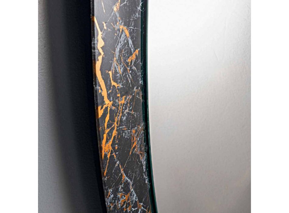 Specchiera Ovale di Design con Cornice Effetto Marmo Made in Italy - Denisse Viadurini