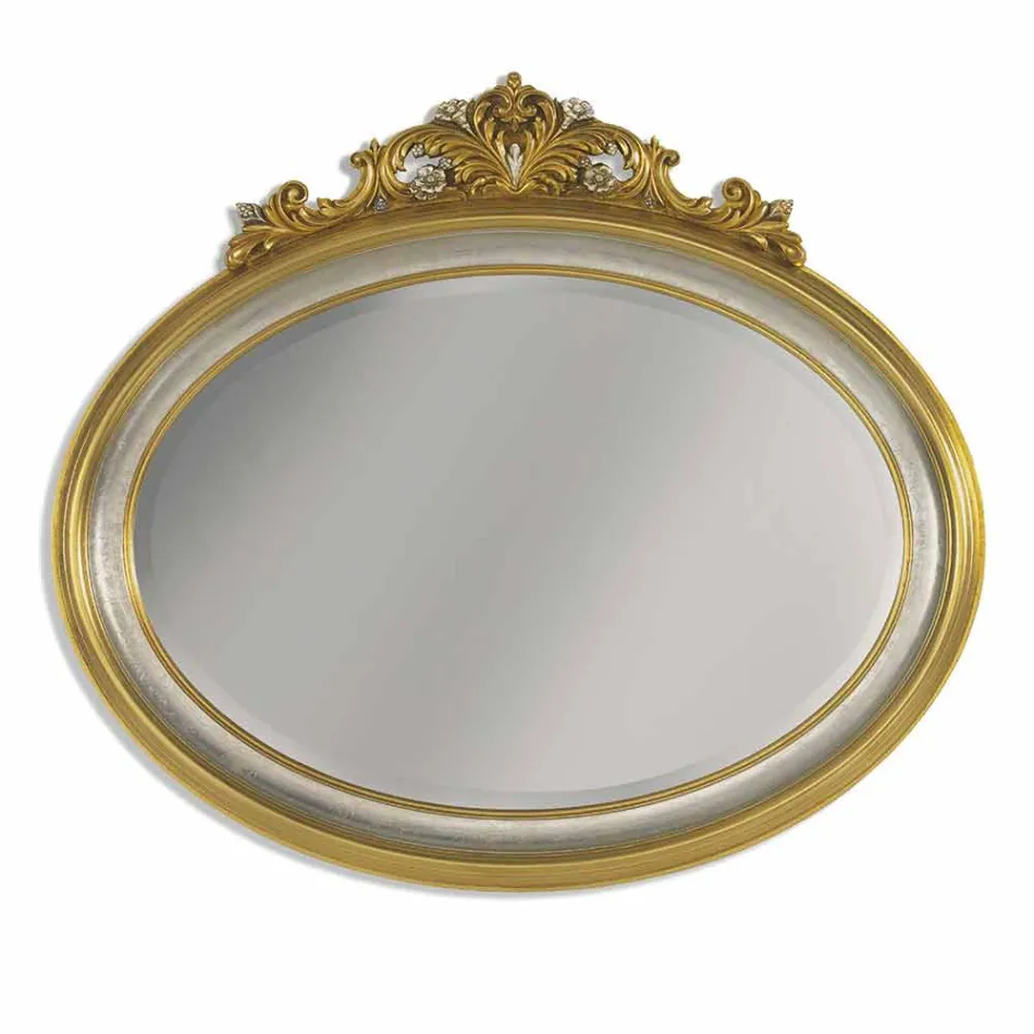 Specchiera parete fregio resina e legno abete fatta in Italia Alberto Viadurini