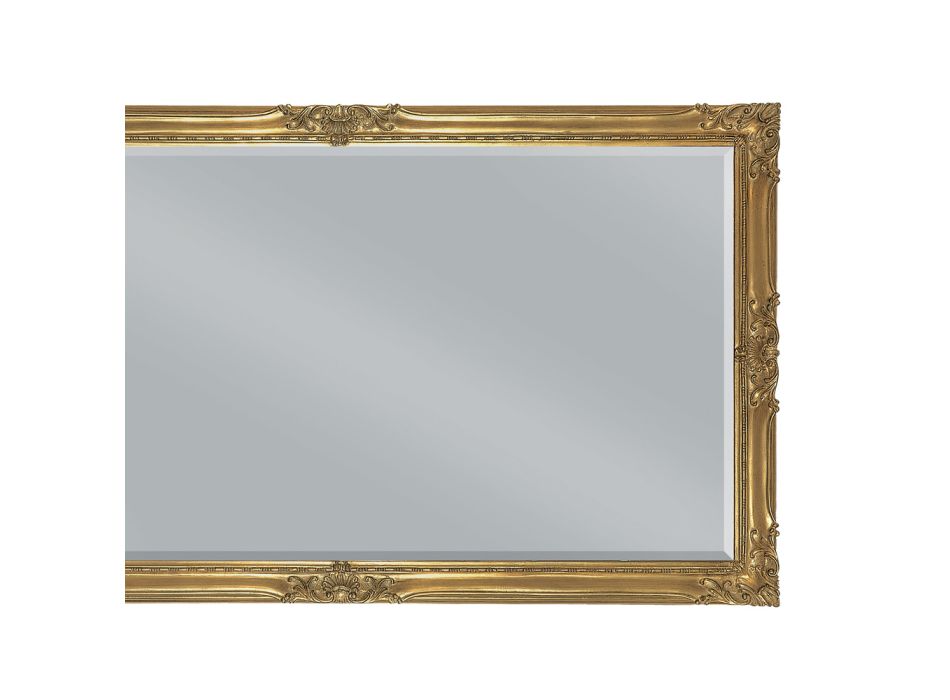 Specchiera Rettangolare in Foglia Oro con Specchio Molato Made in Italy - Pele Viadurini