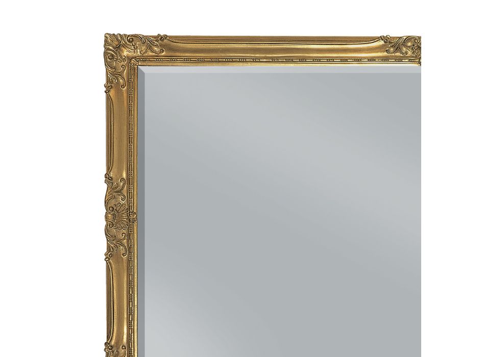 Specchiera Rettangolare in Foglia Oro con Specchio Molato Made in Italy - Pele Viadurini