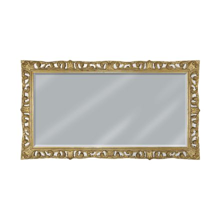 Specchiera Rettangolare in Foglia Oro e Specchio Molato Made in Italy - Rangi Viadurini