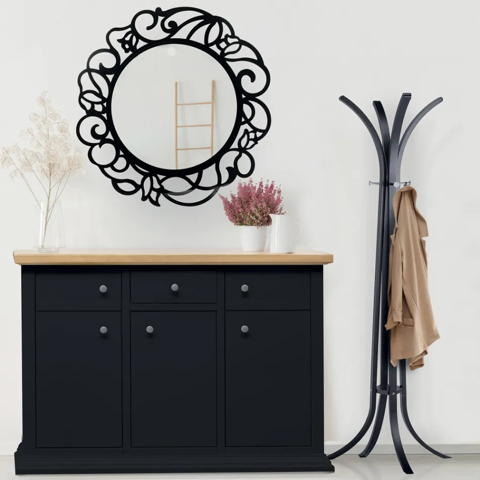 Specchiera Rotonda con Motivo Traforato Made in Italy - Ferona Viadurini