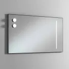 Specchio a Muro con 2 Lampadine e Telaio in Allumino Nero Made in Italy - Frame Viadurini