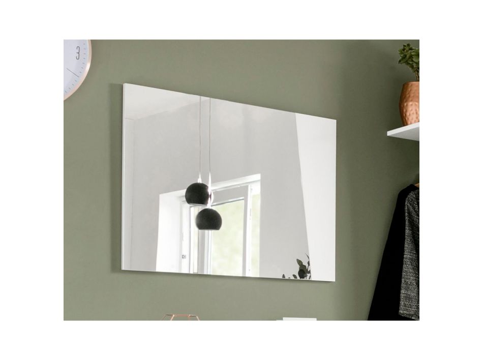 Specchio a Muro con Legno Bianco Lucido o Ardesia Design Italiano - Joris Viadurini