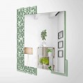 Specchio a Muro Design Quadrato Moderno in Legno Verde Decorato - Labirinto