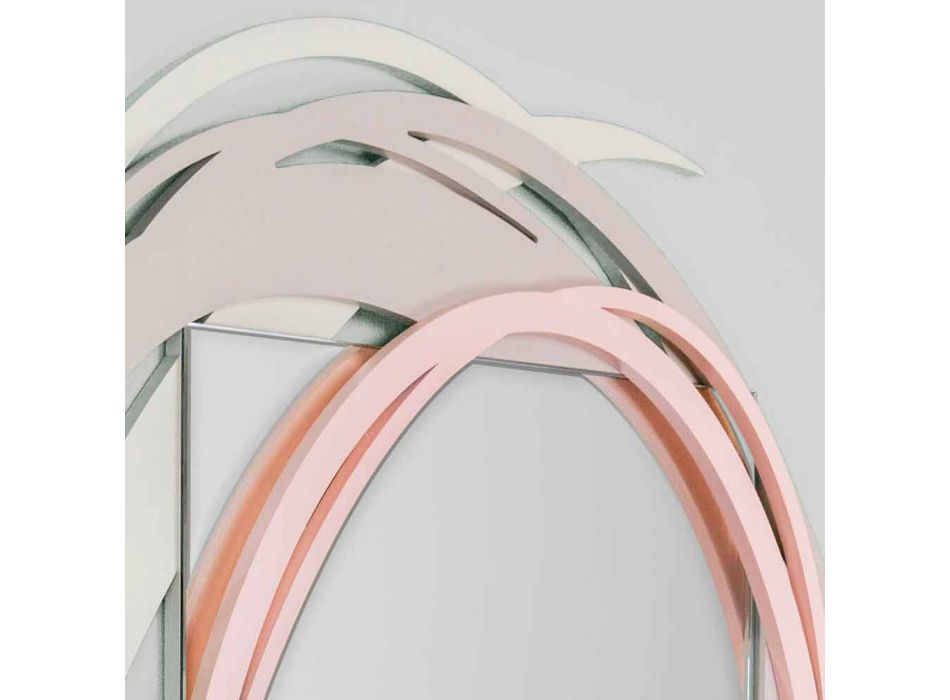Specchio a Muro Moderno dal Design Decorativo in Legno Colorato - Orbita Viadurini
