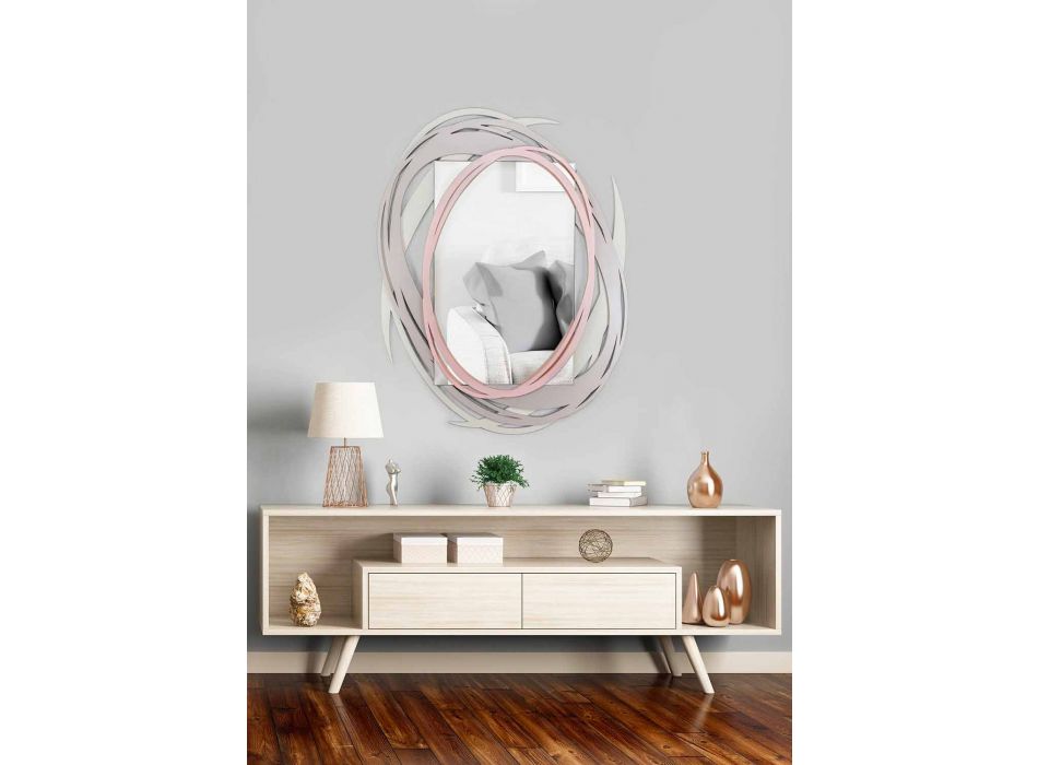 Specchio a Muro Moderno dal Design Decorativo in Legno Colorato - Orbita Viadurini