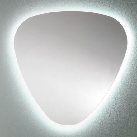 Specchio a Muro per Bagno Sagomato con Retroilluminazione LED Pregiato - Trigolo Viadurini