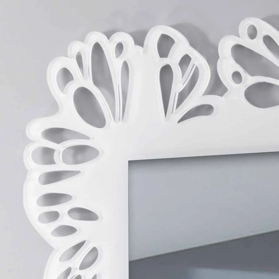 Specchio a Muro Plexiglass Bianco con Cornice Rettangolare Decorata - Alidifarf Viadurini