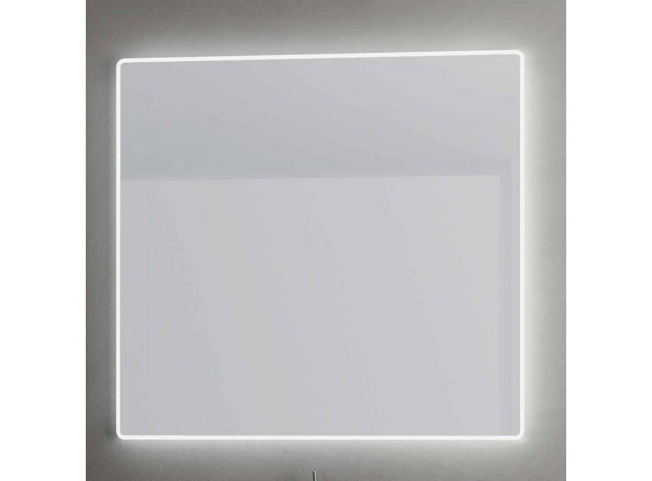 Specchio a parete con bordi satinati, illuminazione LED, Tessa  Viadurini