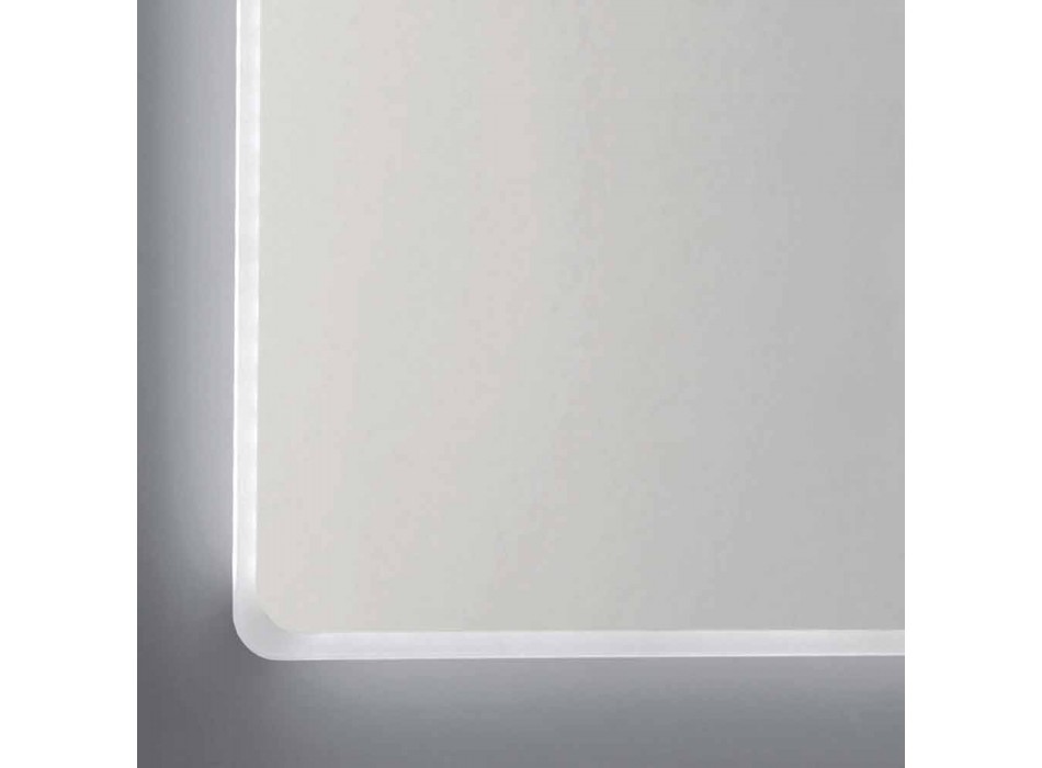 Specchio a parete con bordi satinati, illuminazione LED, Tessa  Viadurini