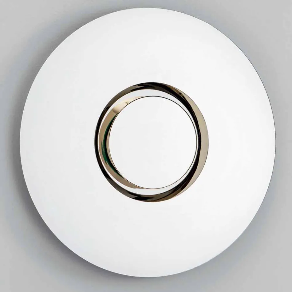 Specchio a Parete Design Tondo con Metallo Dorato con Centrotavola - Merale Viadurini