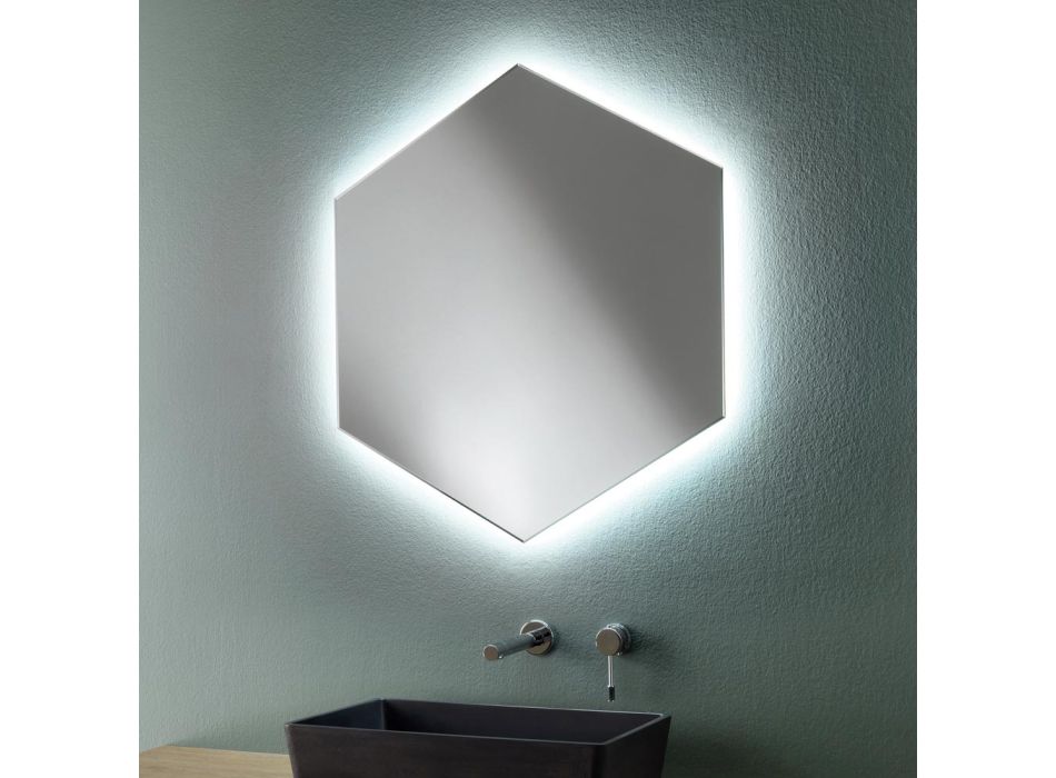 Specchio a Parete per Bagno Moderno Sagomato con Luce LED Alta Qualità- Crocchio Viadurini