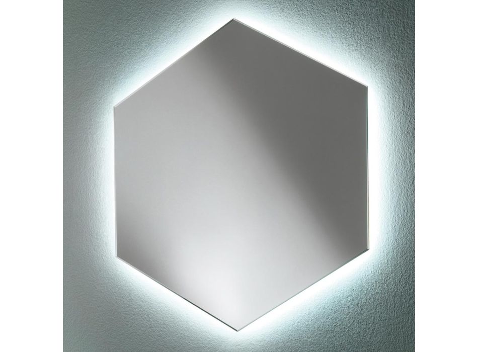Specchio a Parete per Bagno Moderno Sagomato con Luce LED Alta Qualità- Crocchio Viadurini